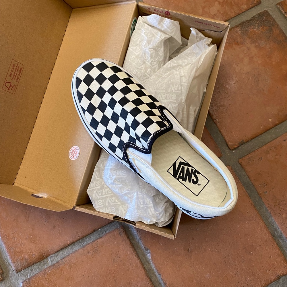 Vans Black and White Checkerboard Slip-Ons